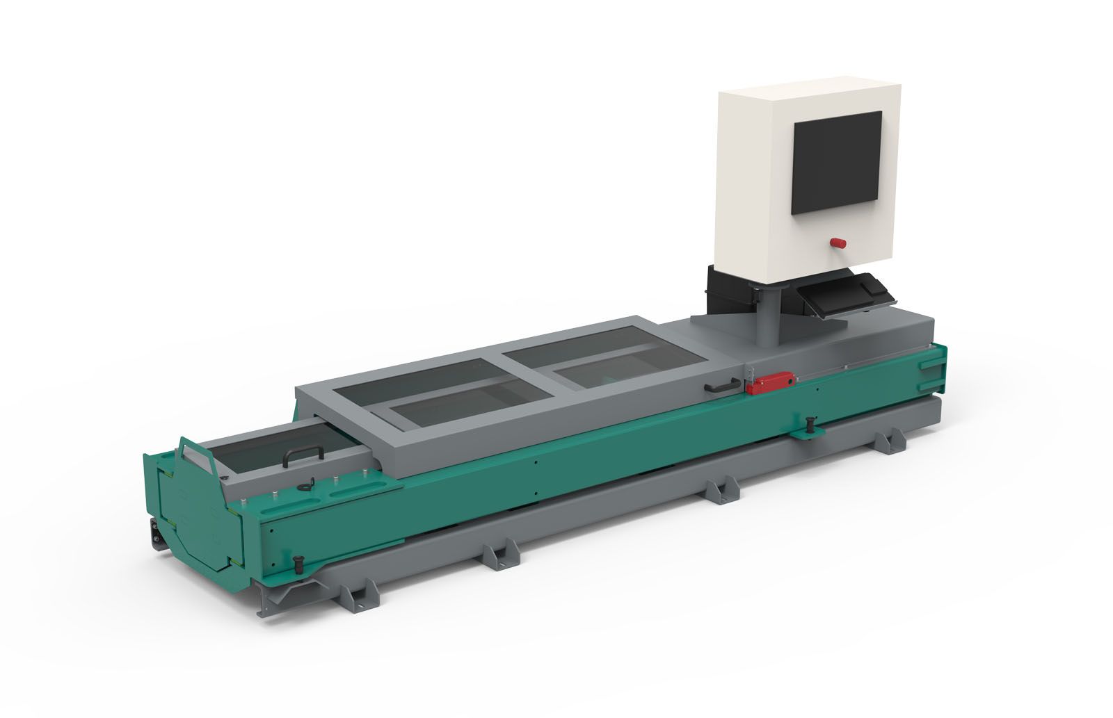 Zugprüfmaschine zusammengeschoben